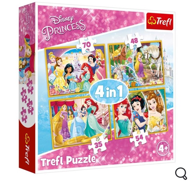 Social studies subtraction engagement Puzzle 4 in 1 cu imagini cu printese din povesti si desene animate Disney,  varsta 4 ani+, 207 piese – Topi Toy Dreams